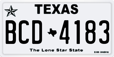 TX license plate BCD4183