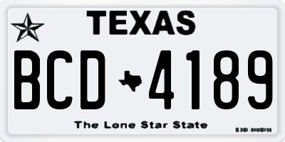 TX license plate BCD4189