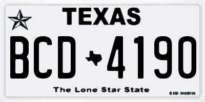 TX license plate BCD4190