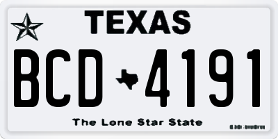 TX license plate BCD4191