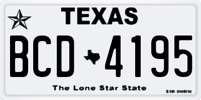 TX license plate BCD4195