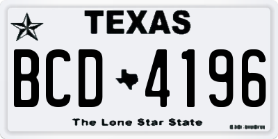 TX license plate BCD4196