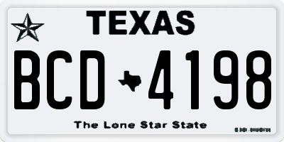 TX license plate BCD4198