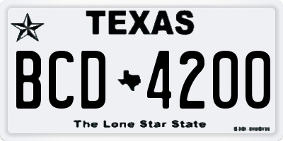 TX license plate BCD4200