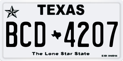 TX license plate BCD4207