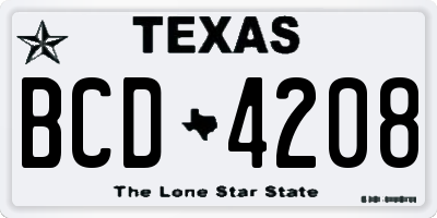 TX license plate BCD4208