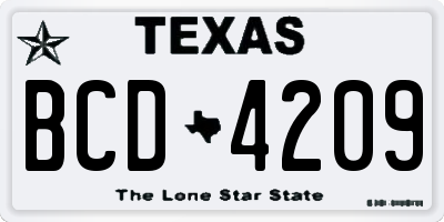 TX license plate BCD4209