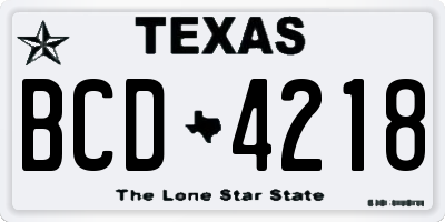 TX license plate BCD4218