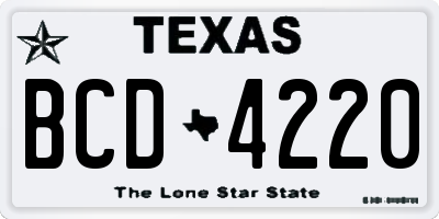 TX license plate BCD4220