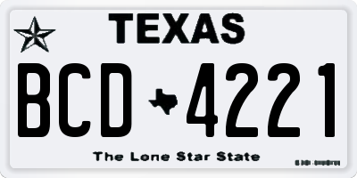 TX license plate BCD4221