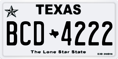 TX license plate BCD4222