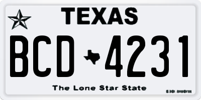 TX license plate BCD4231