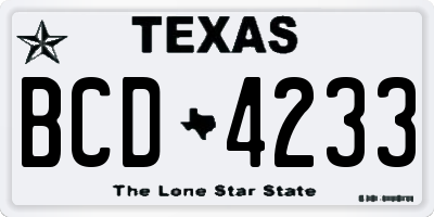 TX license plate BCD4233