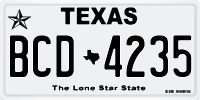 TX license plate BCD4235