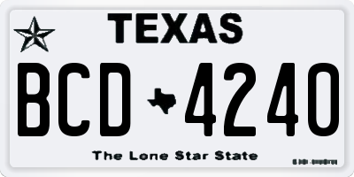 TX license plate BCD4240