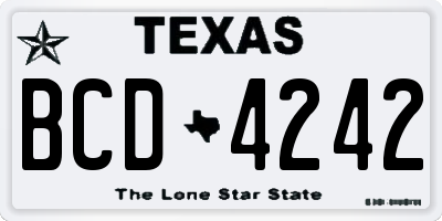 TX license plate BCD4242