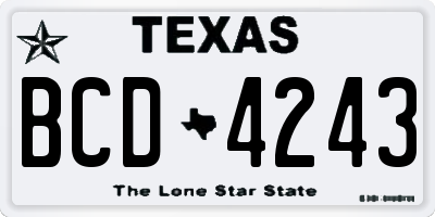 TX license plate BCD4243