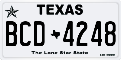 TX license plate BCD4248