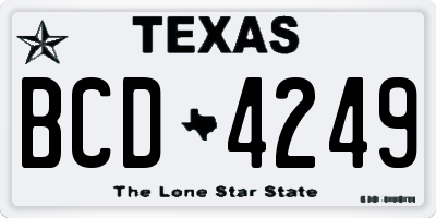 TX license plate BCD4249