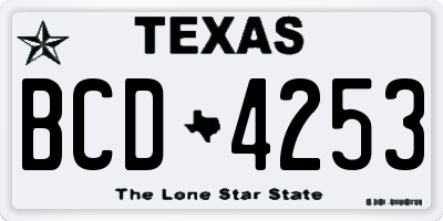 TX license plate BCD4253