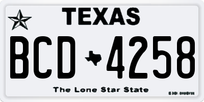 TX license plate BCD4258