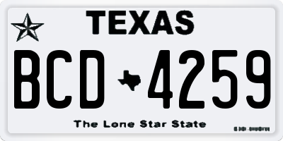 TX license plate BCD4259