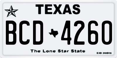 TX license plate BCD4260