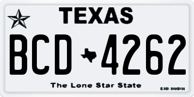 TX license plate BCD4262