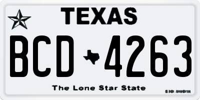 TX license plate BCD4263