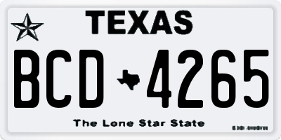 TX license plate BCD4265