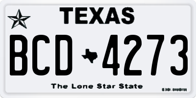 TX license plate BCD4273