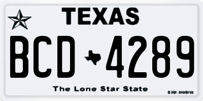 TX license plate BCD4289