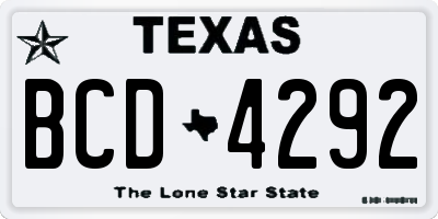 TX license plate BCD4292