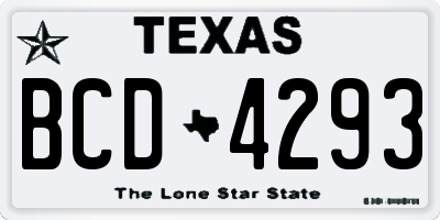 TX license plate BCD4293
