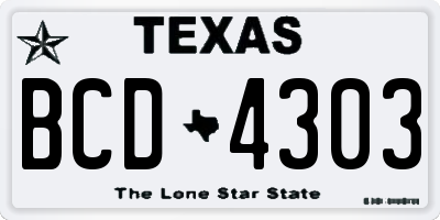 TX license plate BCD4303