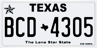 TX license plate BCD4305