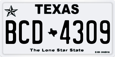 TX license plate BCD4309