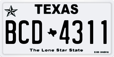 TX license plate BCD4311