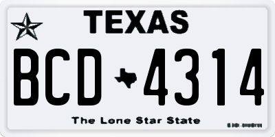 TX license plate BCD4314