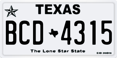 TX license plate BCD4315