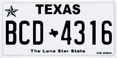 TX license plate BCD4316