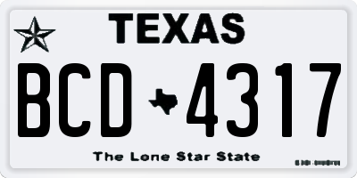 TX license plate BCD4317