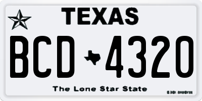 TX license plate BCD4320