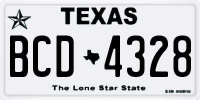 TX license plate BCD4328
