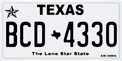 TX license plate BCD4330