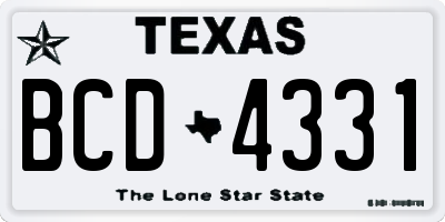 TX license plate BCD4331