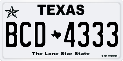TX license plate BCD4333