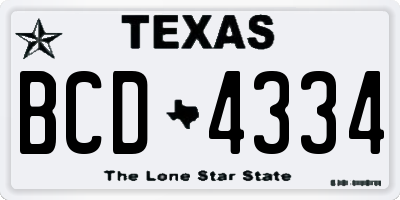 TX license plate BCD4334