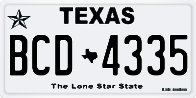 TX license plate BCD4335