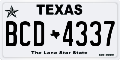 TX license plate BCD4337